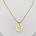 Painted Enamel Rabbit Oval 18K Gold Plated Necklace