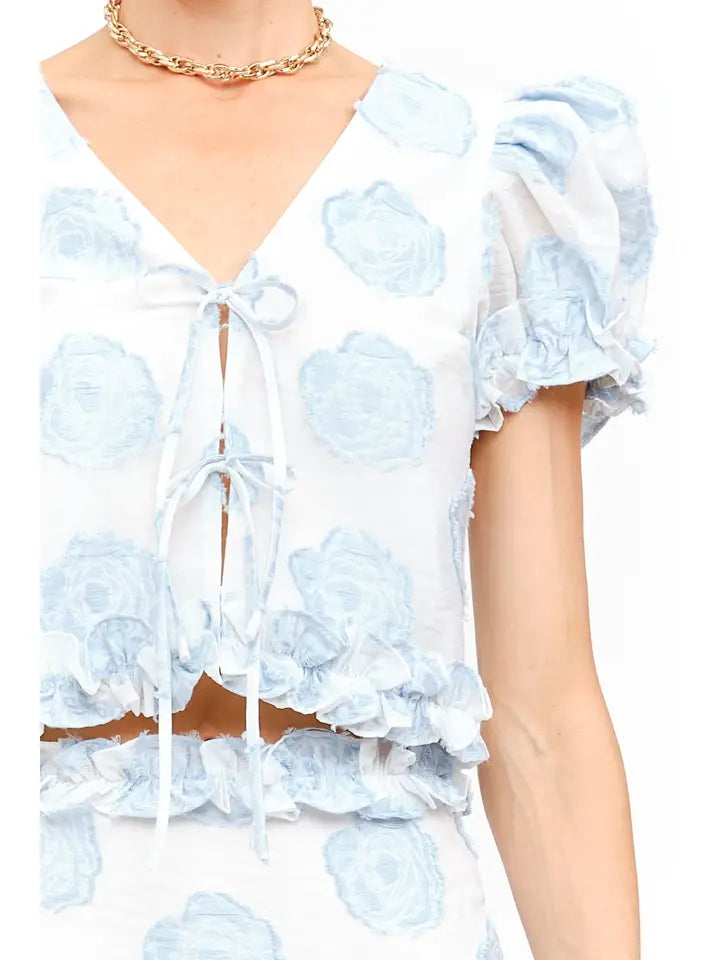 Natalia Blue Floral Top