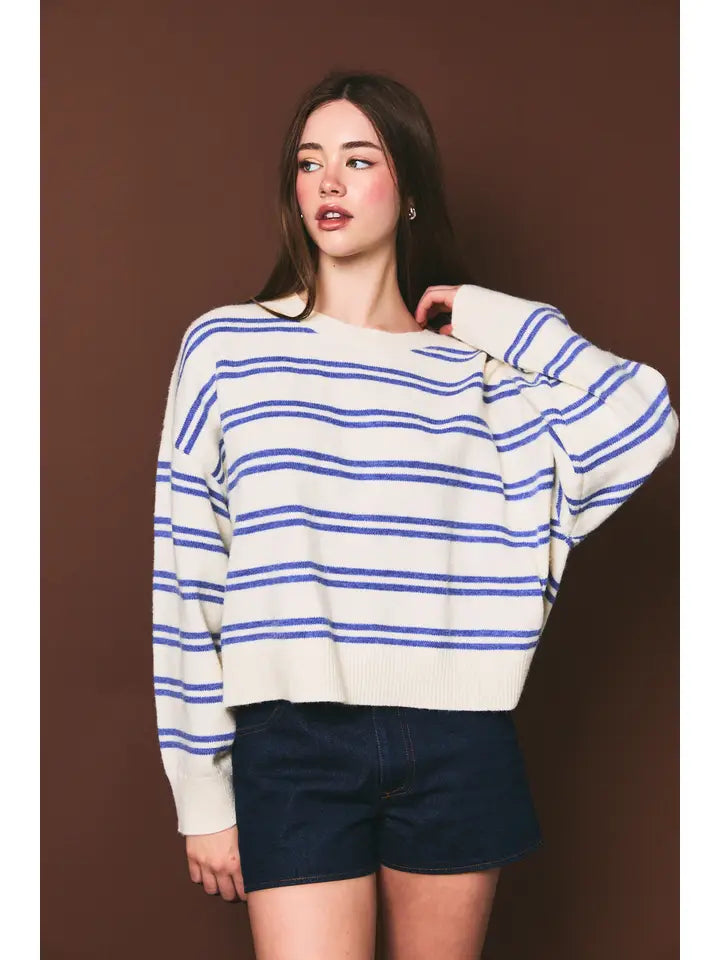Adventure Awaits Stripe Knit Sweater Top
