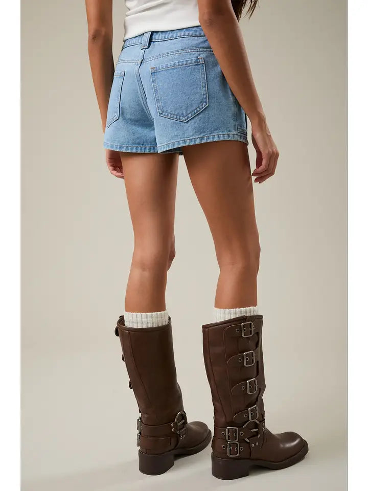 Denim Low Rise Pocket Micro Shorts