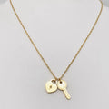 Golden Heart Lock & Key Pendant Necklace