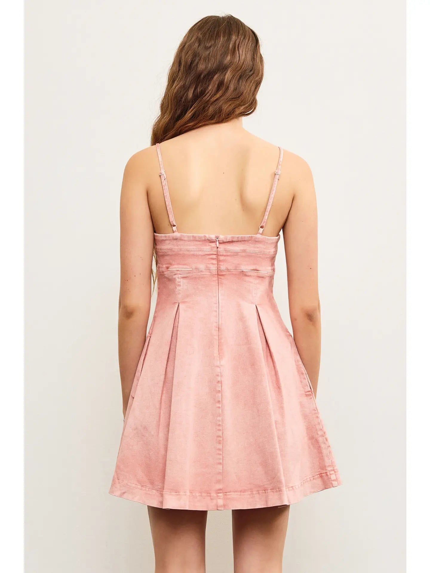 Box Pleats Flare Strap Dress