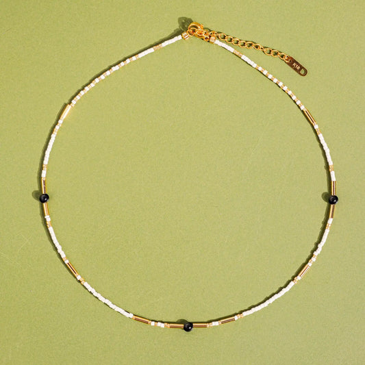 18K Gold Handmade Bohemian Beaded Stack Necklace Nyx