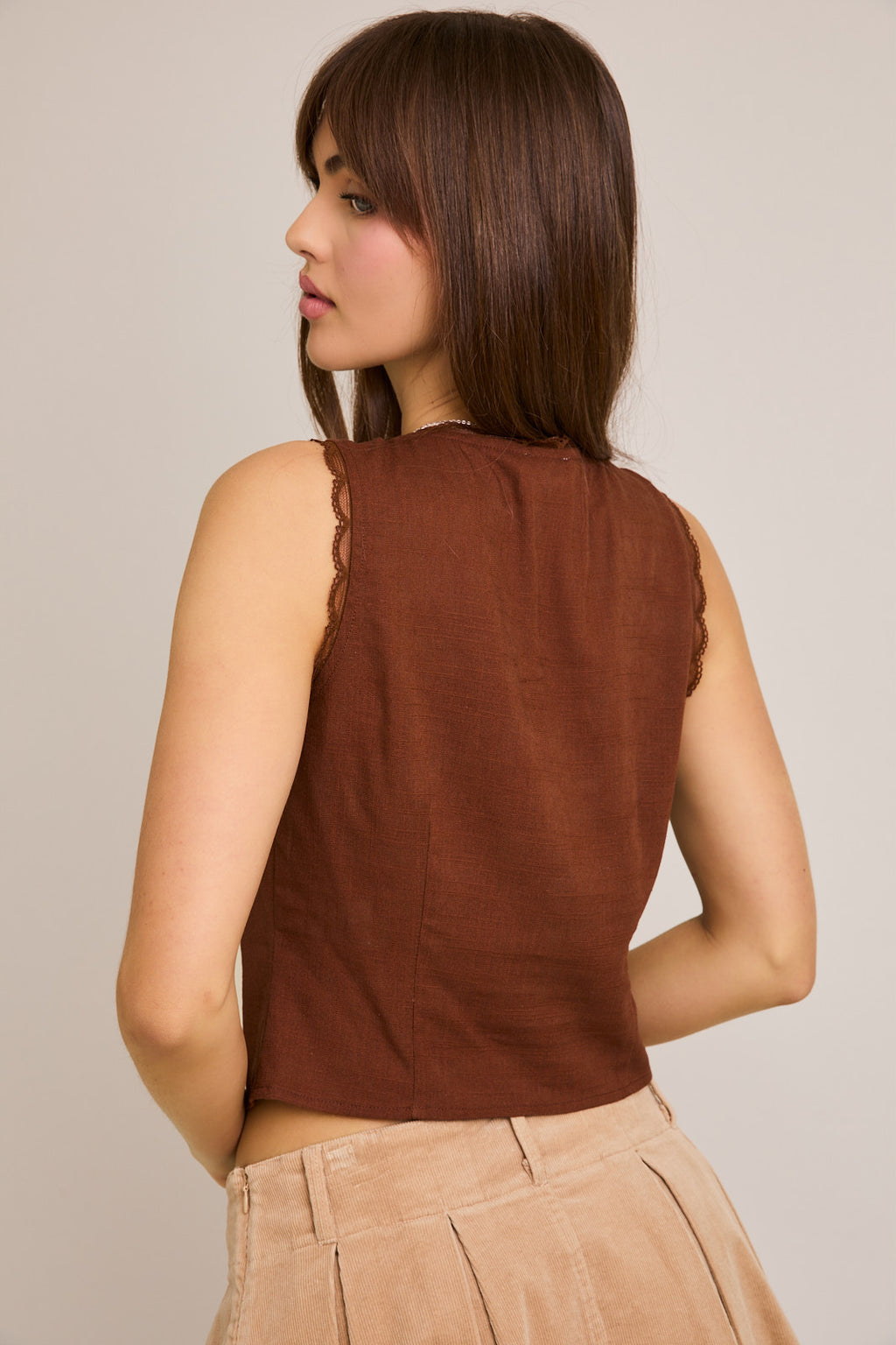 A Scoop Neckline Top with Trim Detail