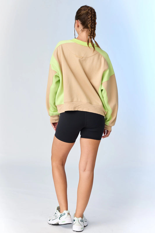 Olivia Contrast Pullover w/ Asymmetrical Hemline