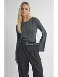 Sage the Label Seamed Bell Sleeve Knit Top