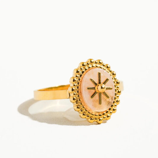 Gypsy Rose 14K Gold Adjustable Round Stone Ring