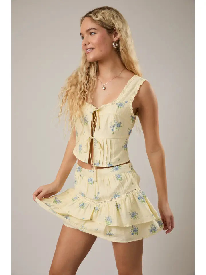 Sleeveless Square Neck Lace Trim Open Top