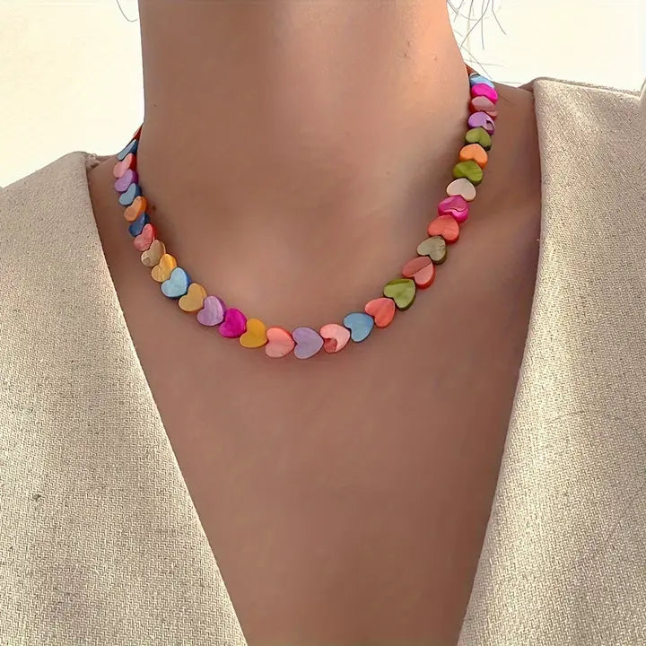Colorful Heart Beaded Necklace