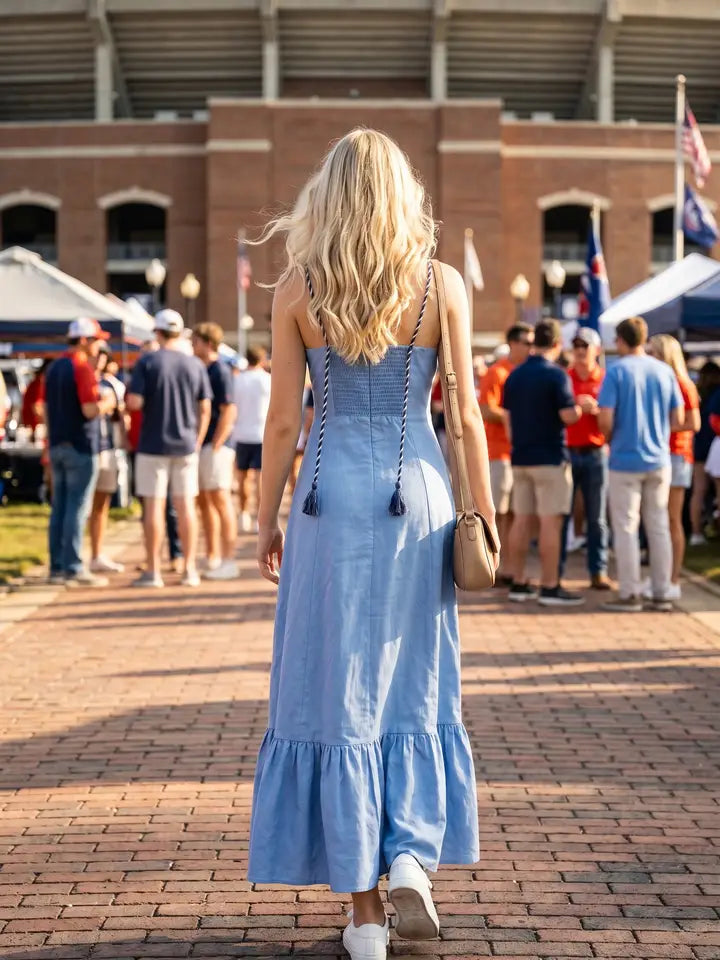 Corset Inspired Maxi Dress with Braided Shoulder Strap