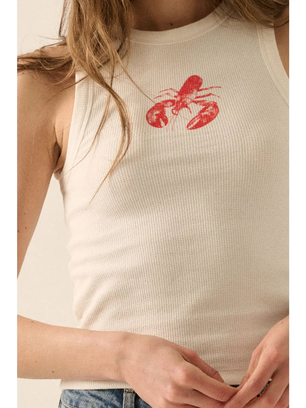Lobster Vintage-Wash Graphic Racerback Tank Top