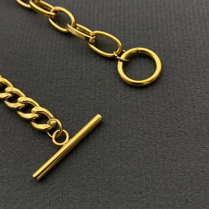Glossy Heart Charm 18K Gold Plated S.Steel Bracelet