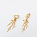 Triple Cross Pendant Hoop Earring