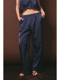Elastic Waist Lace Trim Wide Leg Pants