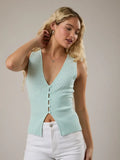 Pointelle with Rib Sleeveless Sweater Top