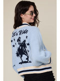 Back Graphic Point Casual Knit Sweater Jacket