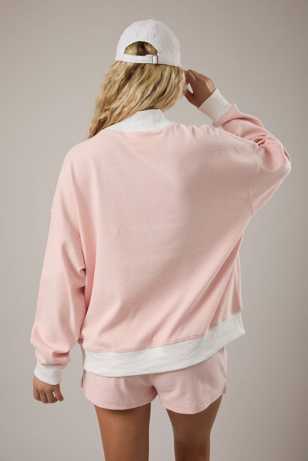MOCK NECK STRIPE SWEATSHIRTS TOP