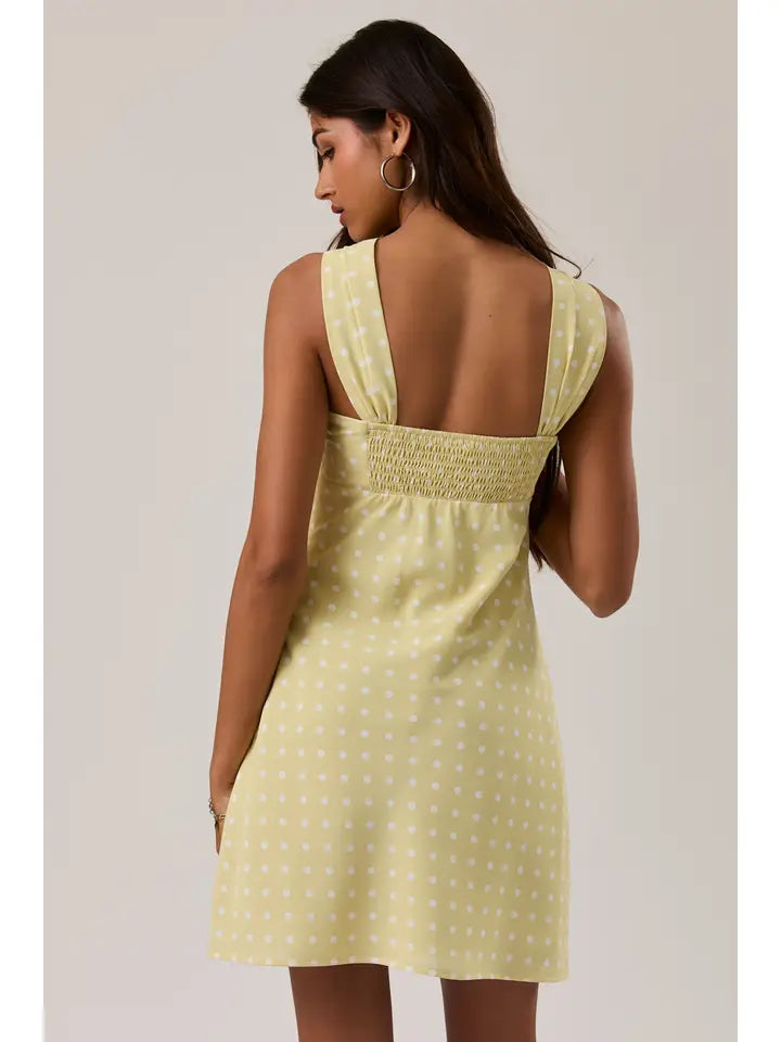 Polka Dot Mini Dress with Attached Scarf