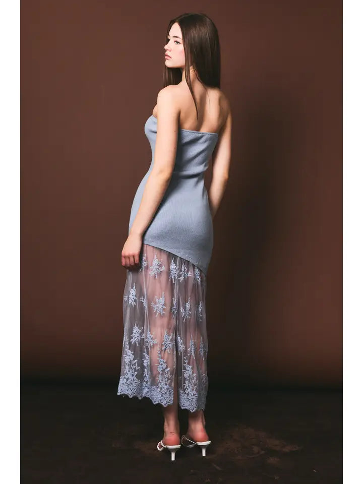 Lace Skirt Sweater Tube Dress
