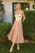 Be Free Mesh Paneled Midi Skirt
