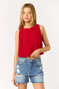 Sleeveless Mesh Bubble Top