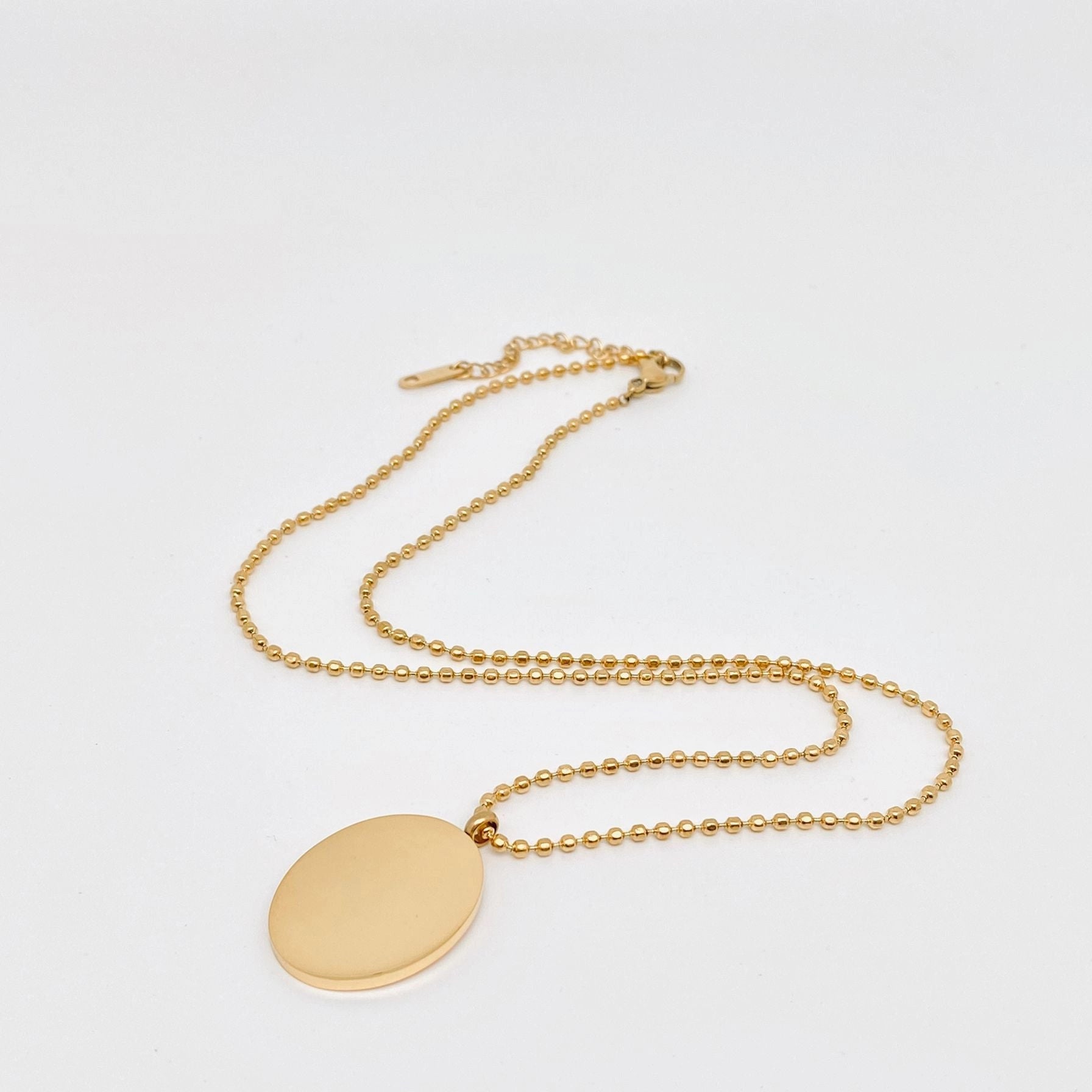 Painted Enamel Rabbit Oval 18K Gold Plated Necklace