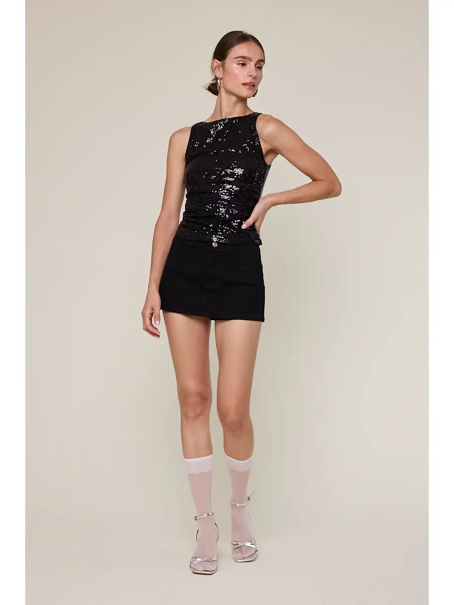 STM Full Sequin Tank Top with Side Zipper
