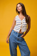 Clara Striped Front Tie Sweater Top