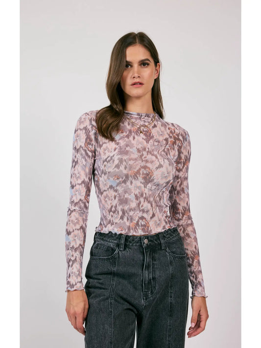 Sadie & Sage Renewed Mesh Mock Neck Top