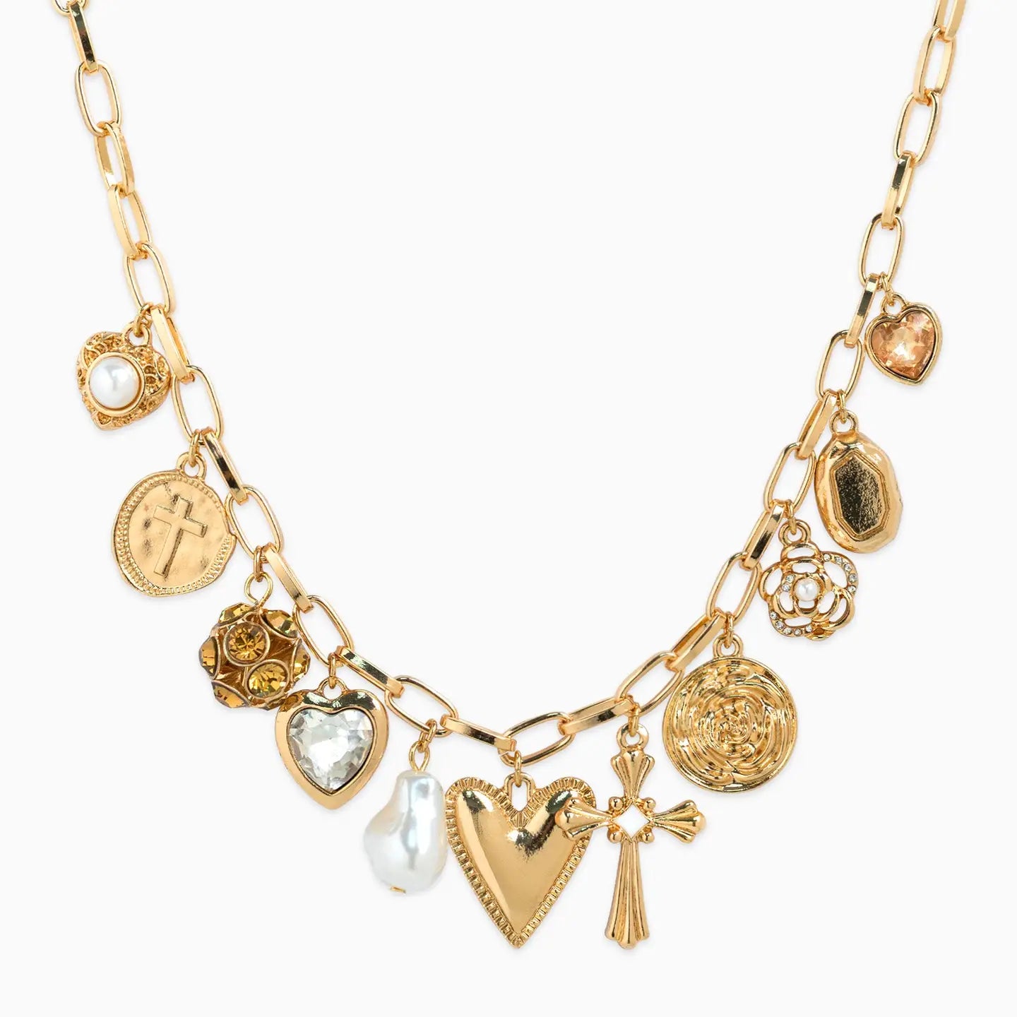 Multi 11 Charm Divine Hearts Necklace