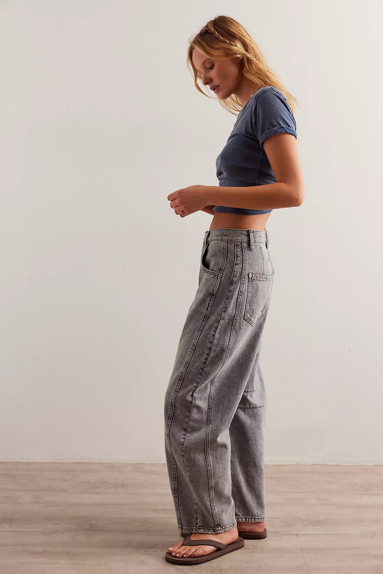 Free People Good Luck Mid Rise Barrel Jean