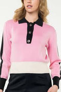 THML Collared Color Block Top