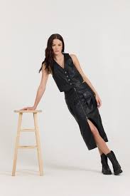 Vintage Havana Black Leather Vest