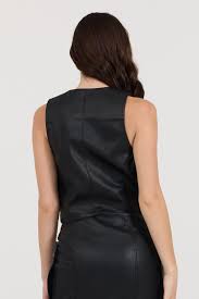 Vintage Havana Black Leather Vest
