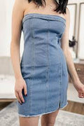 Paper Moon Jolie Denim Mini Dress with Slit 