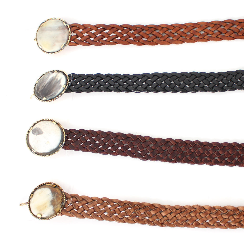 Leather Belt with Round Buckle