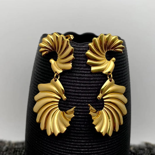 18K Gold Plated S.Steel Geometric Dangle Earrings