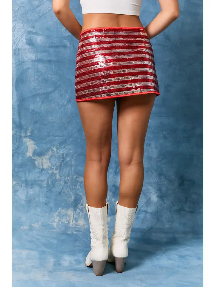 Low Rise USA Flag Sequins
