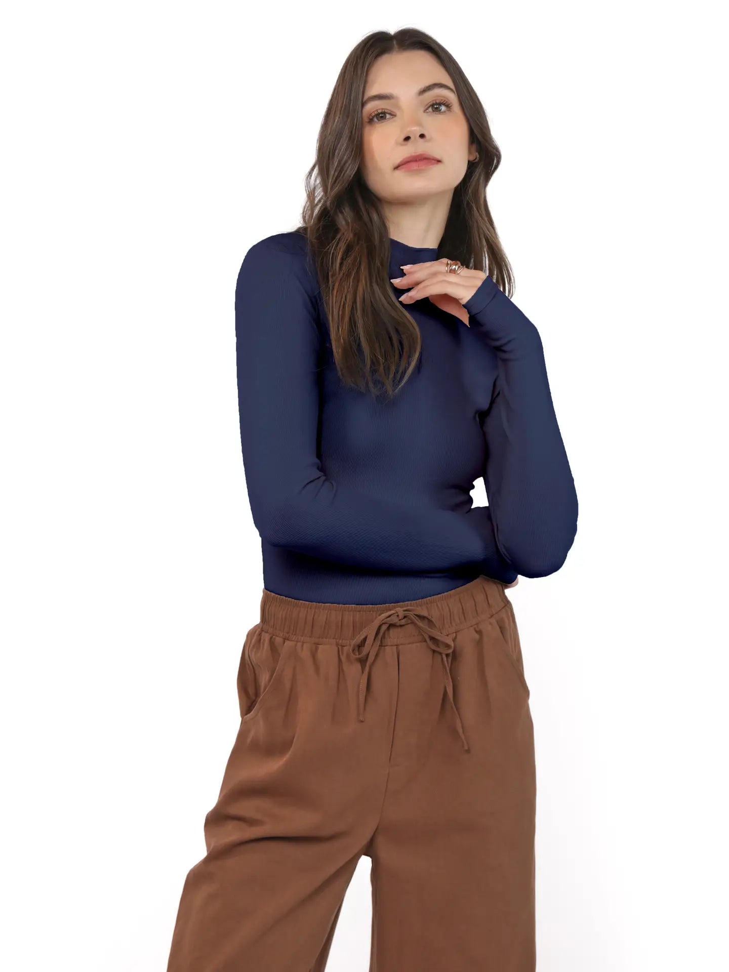 Sadie and Sage Ronan Mock Neck Top with Thumbhole