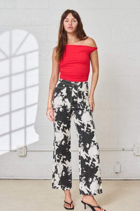 Elsa Rolled Sleeve Asymmetrical Top