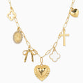 Heart Multi Gold Chunky Charm Necklace
