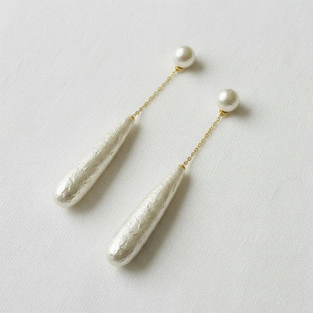 Snowflake Pearl Tassel Earrings