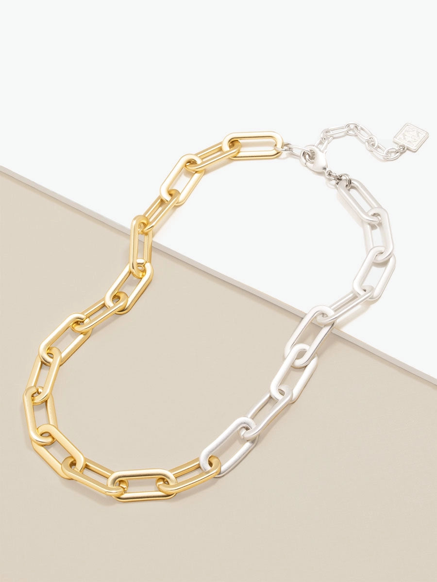 Zenzii Two-Tone Cable Link Collar Necklace