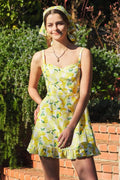 MS Ruffle Trim Lemon Sleeveless Dress
