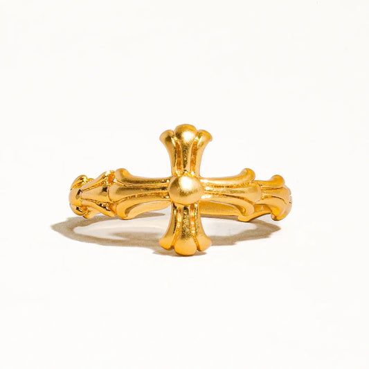 Ruth 18K Gold Vintage Adjustable Cross Ring