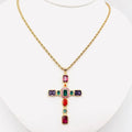 MULTI COLOR CROSS NECKLACE
