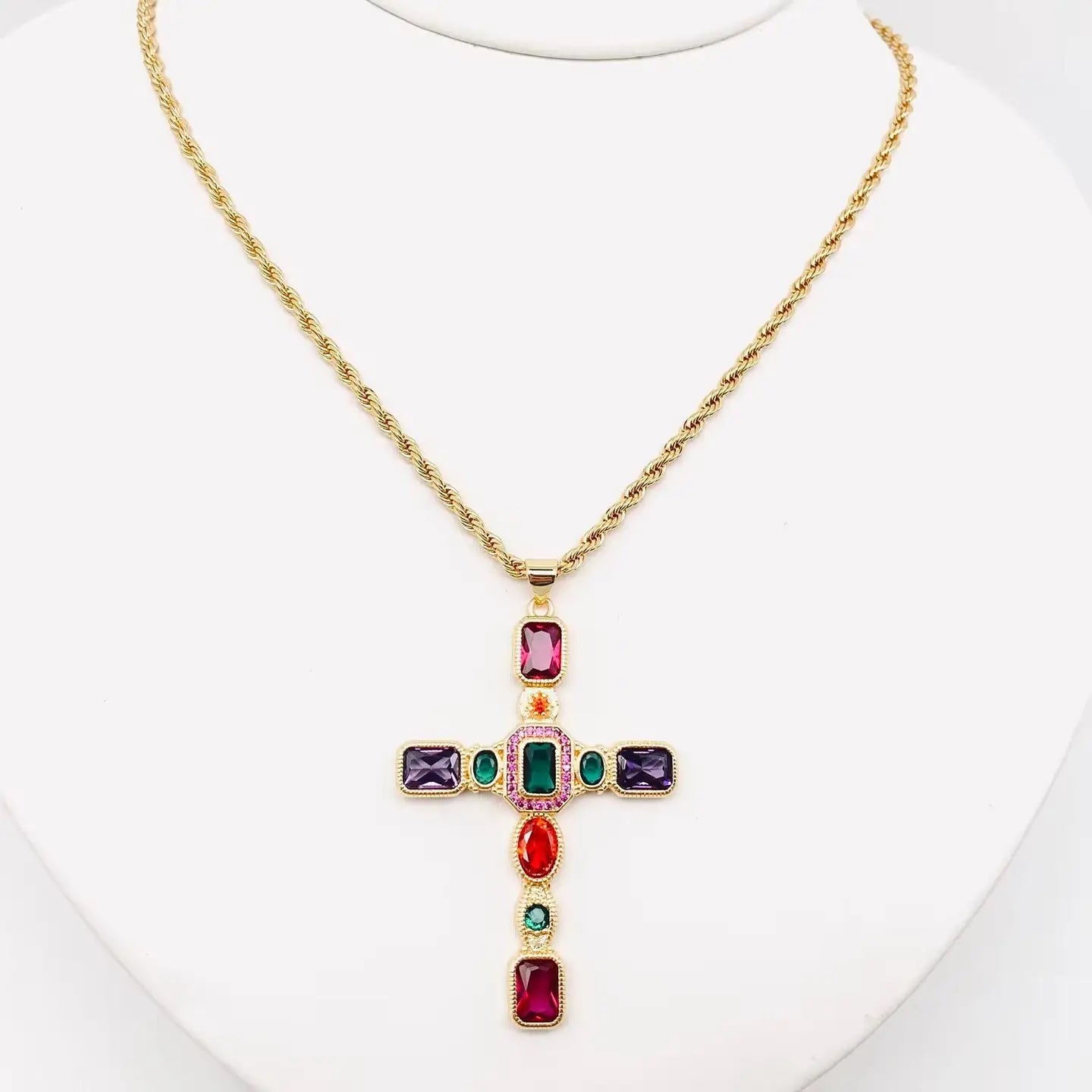MULTI COLOR CROSS NECKLACE