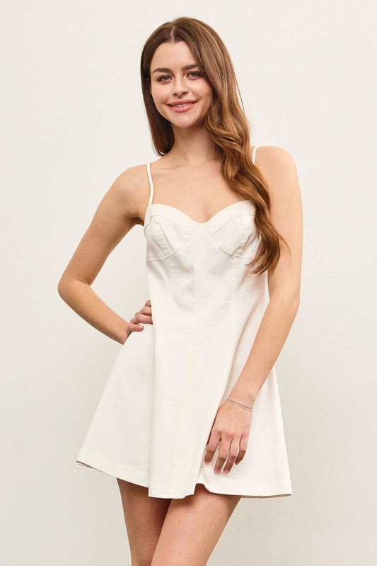 Sweetheart Neck A Line Denim Cami Dress