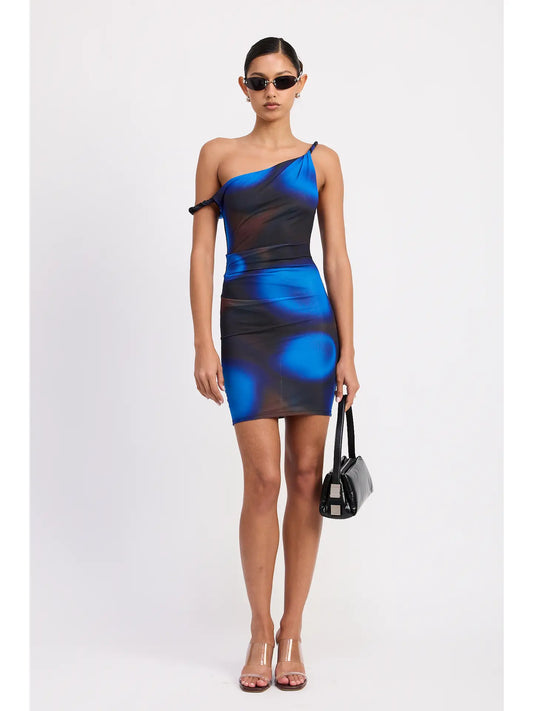 One Shoulder Ombre Bodycon Midi Dress