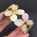 Colored Enamel Flowers 18K Gold Plated S.Steel Cuff